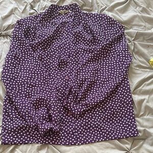 Japanese Vintage Purple and White Polka Dot Blouse